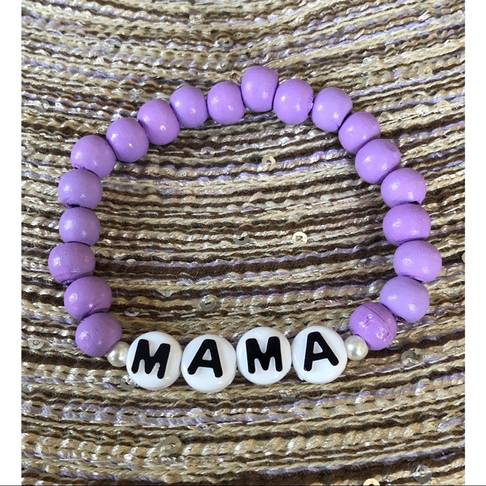 MAMA Lilac Wooden Beaded Bracelet